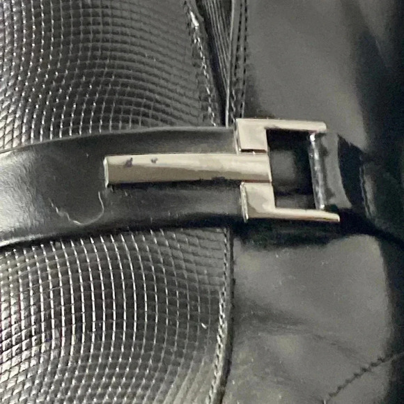 STACY ADAMS MENS SIZE 8 BLACK LEATHER LOAFER SHOES SILVER BUCKLE ACCENT - Picture 5 of 13